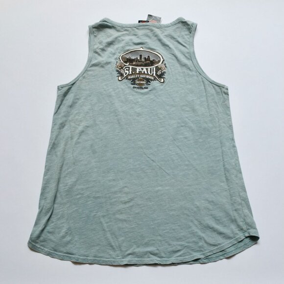Harley Davidson Women's Teal Blue Slashed Tank Large New - Picture 5 of 7